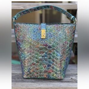 Brahmin Shira Frisky Montego Bucket Handbag metallic finish BEAUTIFUL BAG!